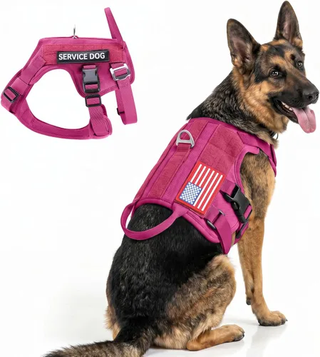 Miniatura 7 de FAYOGOO - Arnés táctico para perros grandes - Arnés de perro resistente a fugas con asa - Chaleco de perro de servicio militar sin tirones con Marrón