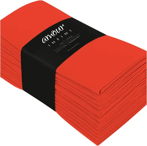 Miniatura 13 de AMOUR INFINI Juego de 12 servilletas de tela de algodón, servilletas suaves de primera calidad con bordes con dobladillo, calidad de hotel de 18 x