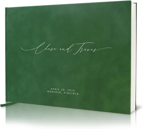Miniatura 18 de MUUJEE Libro de visitas personalizado con brillo bronce - Libro de invitados moderno personalizado de alta calidad para recepción de boda, fiesta