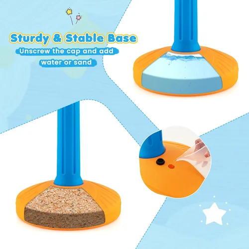 Miniatura 3 de Costzon Aro de baloncesto para niños, altura ajustable de 3.9 pies - 5.2 pies canasta de baloncesto para niños, mini juego de baloncesto portátil