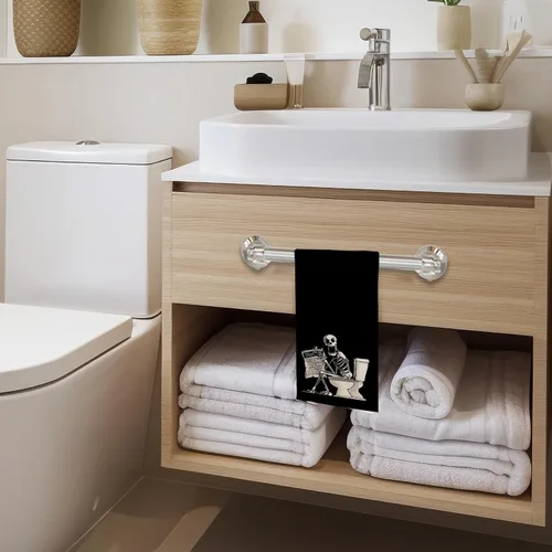 Miniatura 2 de Toallas de mano decorativas de esqueleto gótico para baño, regalos góticos para mujeres, decoración de baño de Halloween, divertidas toallas de mano