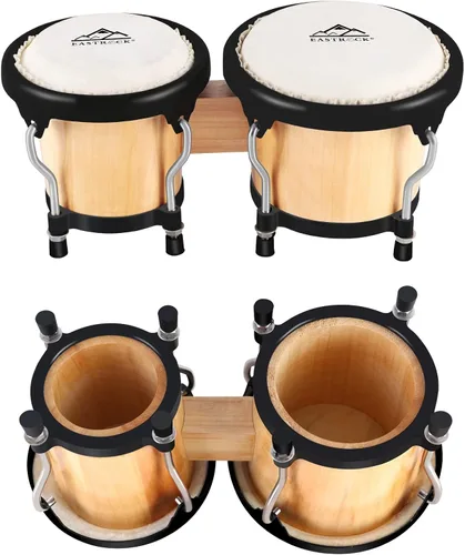 Miniatura 6 de EastRock Bongo - Juego de tambor de 4 y 5 pulgadas para adultos, principiantes, profesionales, instrumentos de percusión de madera y metal con llave