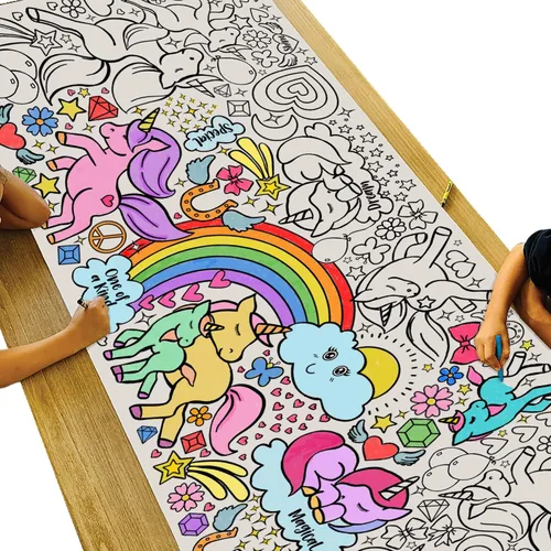 Miniatura 18 de Tiny Expressions Mantel para colorear de helado para niños, enrollado, sin arrugas, 30 x 72 pulgadas, póster grande para colorear para fiestas
