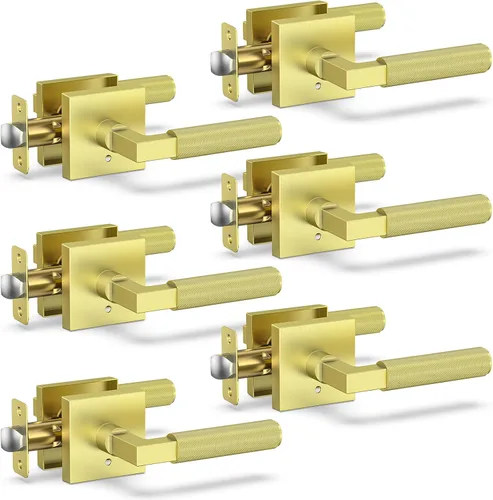 Miniatura 17 de Manija de puerta negra y dorada, cerraduras de puerta negras y doradas para dormitorio o baño, manijas de puerta resistentes para interiores