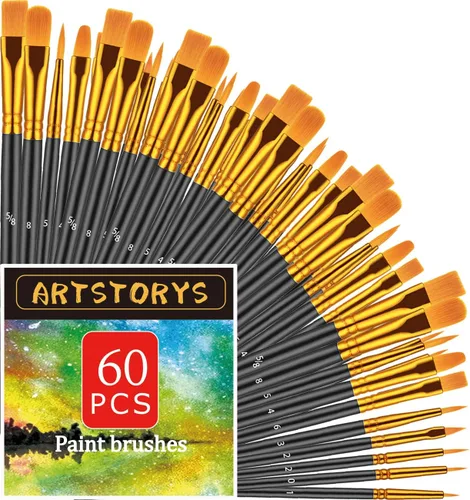 Miniatura 19 de Juego de pinceles de pintura, 30 piezas de pinceles de pintura para pintura acrílica, pincel de pintura al óleo, acuarela y acrílica, pinceles