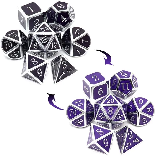 Miniatura 35 de Haxtec - Juego de dados de metal DND, dados poliédricos D&D compatibles con Dungeons and Dragons, regalo TTRPG, dados de metal bronce antiguo