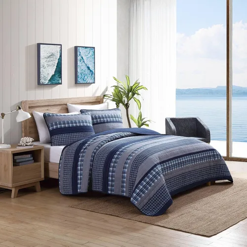 Miniatura 2 de Nautica - Juego de edredón tamaño King, juego de ropa de cama reversible de algodón, decoración del hogar de diseño para todas las estaciones