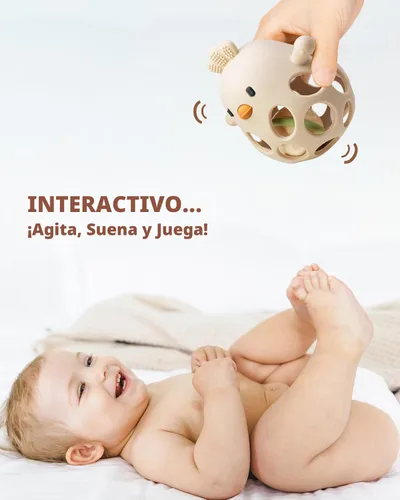 Miniatura 3 de ChooKaChoo Juguete de sonajero de dentición 2 en 1, mordedor sensorial para bebés de 3 a 12 meses, 100% silicona de grado alimenticio, fácil