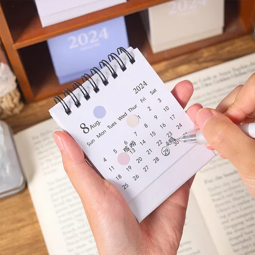 Miniatura 8 de NUOBESTY 6 piezas mini calendario de escritorio 2024 pequeño calendario de escritorio portátil mini calendario de mesa de pie para oficina en casa