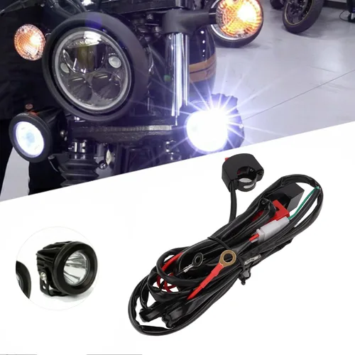 Miniatura 8 de Kit de arnés de cableado de luz LED para motocicleta, kit de arnés de cableado de barra de luz LED, interruptor de manillar de motocicleta