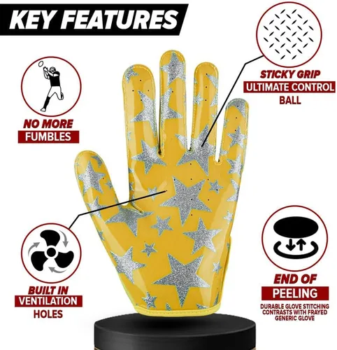 Miniatura 4 de Sticky Receiver - Guantes de fútbol americano para adultos y niños, ajuste elástico, agarre duradero Guantes de fútbol americano juvenil