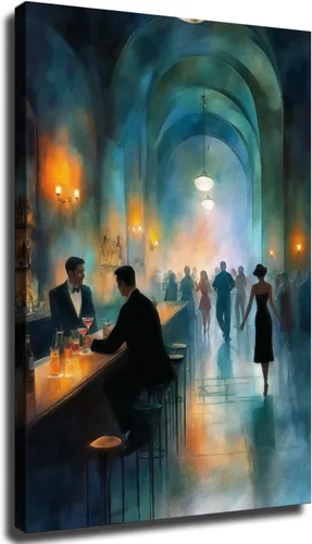 Miniatura 9 de CIDLNMY Póster de lienzo de la época de la Prohibición Speakeasy, póster vintage de la vida nocturna de los años 1920, arte de pared para salón