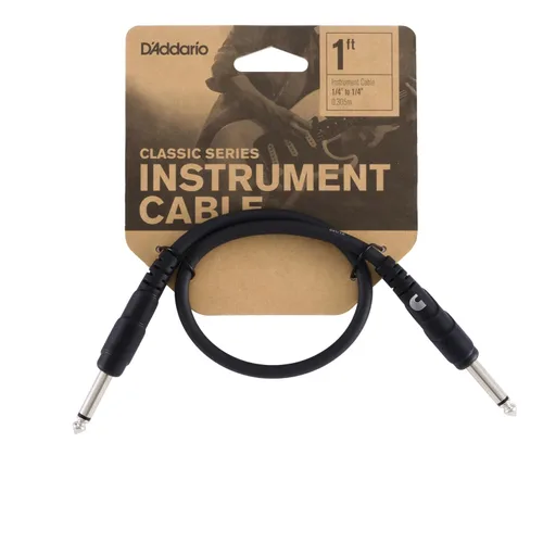 Cable de guitarra D'Addario - Cable de parche de guitarra - Cable de instrumento - Accesorios de guitarra - Cable de la serie clásica - 1 pie/0.30