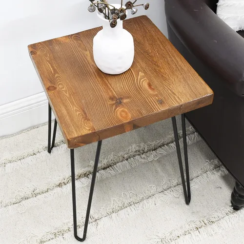 Miniatura 3 de Mesa auxiliar de madera maciza de 15 x 15 x 20 pulgadas de alto, mesas auxiliares de café vintage, soportes rústicos para plantas, sala de estar