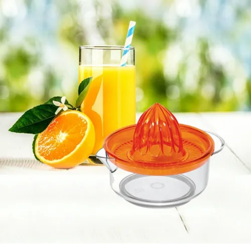 Uniware Escariador de exprimidor de frutas, fabricado en Italia, con boquilla de vertido de asa, los colores sin BPA pueden variar (naranja)
