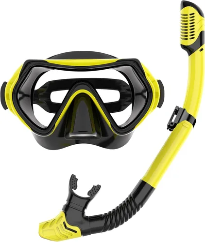 Miniatura 8 de Equipo de esnórquel para adultos, juego de máscara de esnórquel JRing con vidrio templado de 180 grados, gafas antivaho para buceo, esnórquel