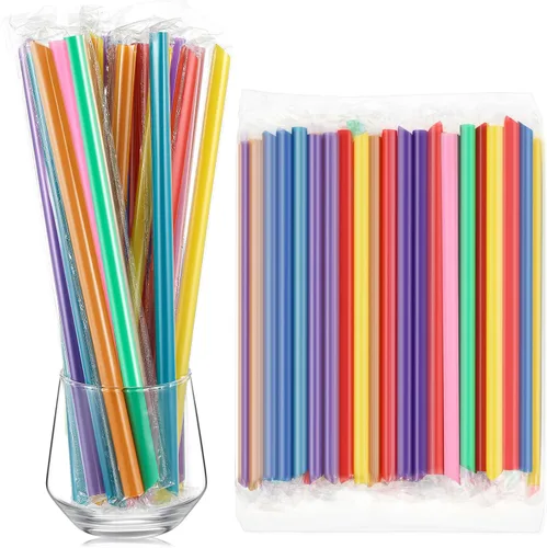 Miniatura 15 de Tessco for you 600 piezas de 25 cm de pajitas jumbo para batidos a granel de 10 mm de plástico desechable con burbujas de té de boca ancha envueltas