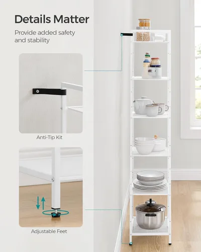 Miniatura 7 de SONGMICS Estante de almacenamiento de 4 niveles, estante de baño, soporte extensible para plantas con estante ajustable, para baño, sala de estar