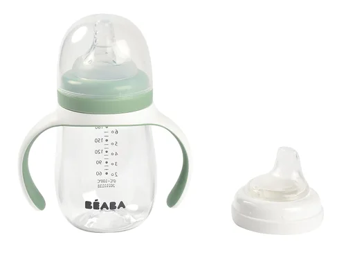 Miniatura 3 de BEABA - Vaso para beber 2 en 1 de transición para beber, antiderrames, incluye asas extraíbles, pezón de silicona para biberón y boquilla suave, 7