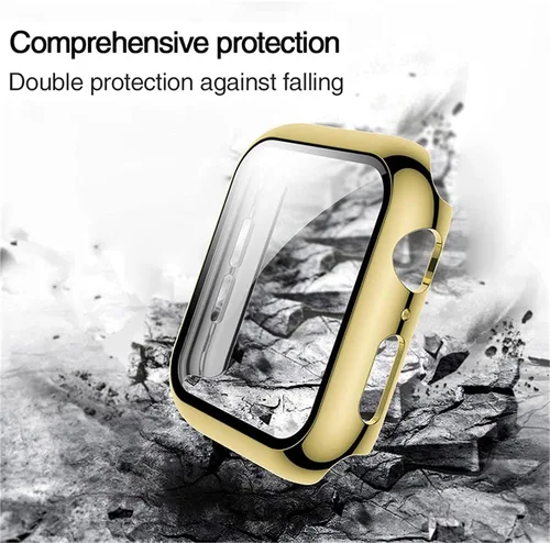 Miniatura 3 de Paquete de 2 fundas rígidas compatibles con Apple Watch Series 6, 5, 4, SE, de 1.575 pulgadas, protector de pantalla de vidrio templado, cobertura