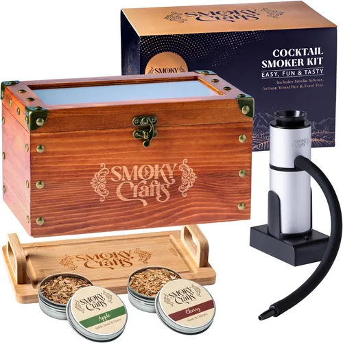 Miniatura 11 de Kit de ahumado de whisky de acacia Smoky Crafts con pistola ahumadora y astillas de madera (manzana y cereza) - Kit de ahumado de bebidas - Juego