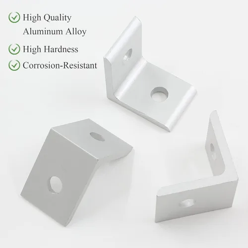 Miniatura 3 de 10 piezas 2020 soporte de esquina interior, conector de soporte de aluminio en forma de L de 2 agujeros para perfil de extrusión de aluminio 2020