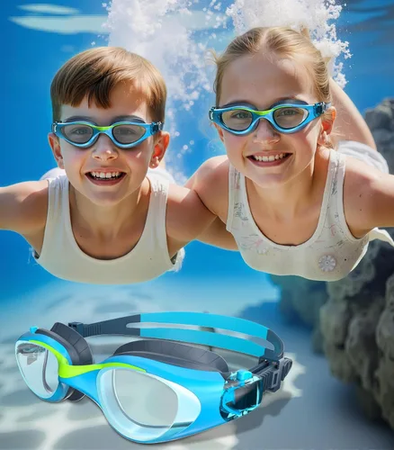 Miniatura 7 de Kids Swim Goggles, Anti-Fog UV Protection, Leakproof Adjustable Strap Swimming Goggles for Boys Girls Ages 6–14 Bluegreen - Lente azul