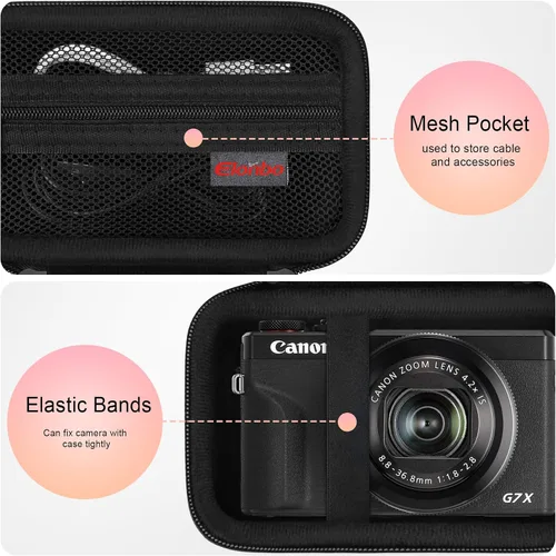 Miniatura 3 de Elonbo Funda para cámara digital Canon PowerShot G7 X Mark III/G7 X Mark II/Canon Powershot SX740 HS/ SX730 HS/ SX720 HS - Funda de transporte