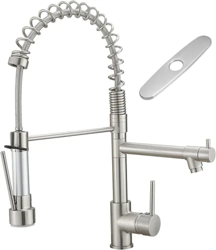 Miniatura 26 de Grifo de cocina negro mate con rociador, AIMADI - Grifo de cocina comercial, de una sola manija, con rociador desplegable de un solo orificio