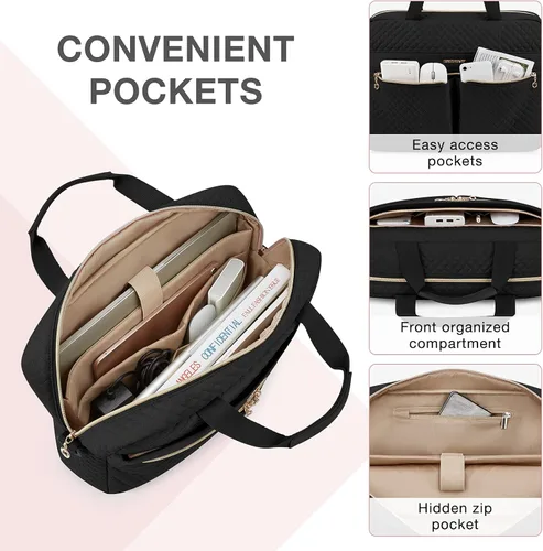 Miniatura 4 de BAGSMART - Bolsa para laptop, maletín de 15.6/17.3 pulgadas para mujer, funda grande para laptop, bolsa de computadora, oficina, viajes, negocios