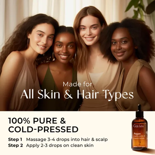 Miniatura 4 de Gya Labs - Aceite de argán marroquí orgánico para el cabello y la piel, reduce el encrespamiento y el cuero cabelludo seco, promueve el crecimiento