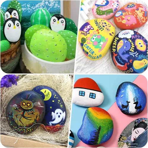 Miniatura 8 de Rocas de río para pintar 12 piezas, rocas grandes de 3.5 a 5 pulgadas, piedras lisas planas para pintar, rocas de manualidades para pintar