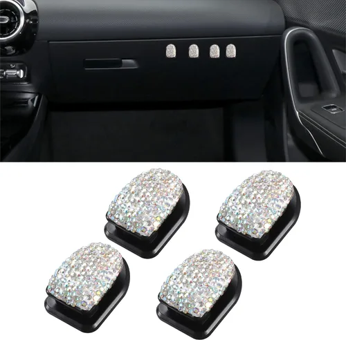 Miniatura 14 de WINKA Ganchos brillantes para automóvil, 4 piezas, accesorios de cristal, lindo gancho para salpicadero, llaves, lentes de sol, gancho