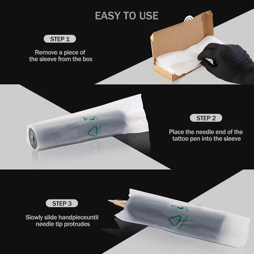 Miniatura 5 de EZ - Fundas para máquina de tatuaje, 200 unidades (2.4 x 7 pulgadas), bolsas de máquina desechables ecológicas para bolígrafos de tatuaje, fundas