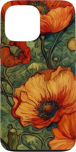 Miniatura 23 de iPhone 16 Floral Van Gogh Style Poppy Flower Case