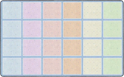 Miniatura 10 de Flagship Carpets Happy Squares Pastel - Alfombra educativa de área para aula en colores pastel para niños y maestros, calidad duradera