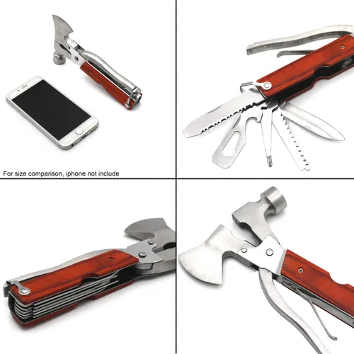 Miniatura 6 de Herramienta multiherramienta para acampar, equipo de supervivencia 16 en 1, de acero inoxidable, compatible con senderismo, pesca, kit de emergencia