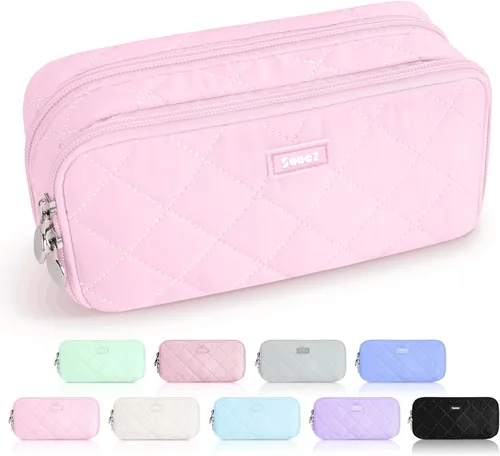 Miniatura 13 de Sooez Estuche grande para lápices, bolsa para lápices extra grande con 8 compartimentos, bolsa para bolígrafos de apertura amplia, organizador