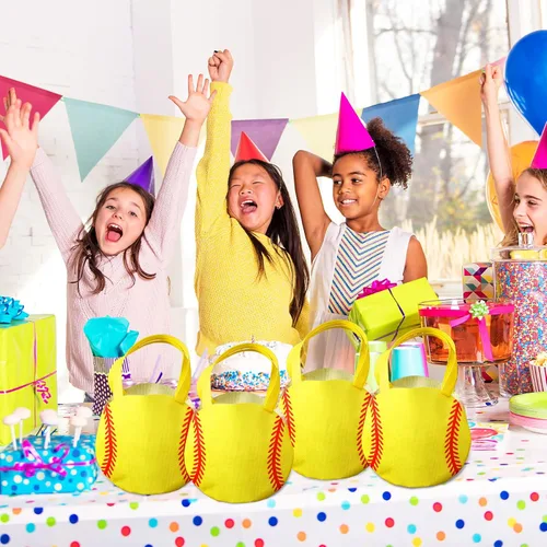 Miniatura 6 de Shihanee 24 Piezas Bolsas de Favor de Fiesta de Sóftbol Bolsas de Dulces Temáticas de Pelota Bolsas de Golosinas para Juegos Deportivos Bolsas