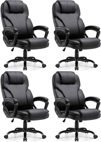 Miniatura 9 de Shintenchi Silla de oficina ejecutiva de respaldo alto, silla ergonómica de escritorio de PU para computadora con inclinación de 3 niveles
