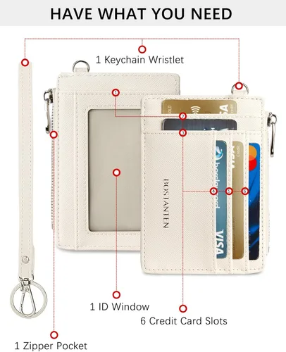 Miniatura 2 de BOSTANTEN Cartera pequeña para mujer, RFID, de piel, con bolsillo de cremallera, Beige