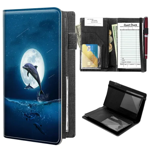 Miniatura 9 de Libretas de alto volumen para camareros, libro de servidor Forest Moon con 2 bolsillos expandibles de 9 x 5, libro de mesera lindo con bolsillo