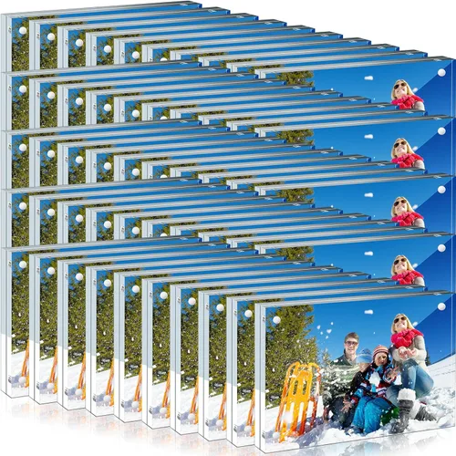 Miniatura 8 de Handepo Paquete de 30 marcos de fotos acrílicos transparentes de 4 x 4 pulgadas, marcos de fotos magnéticos de doble cara, 0.787 in de grosor, sin