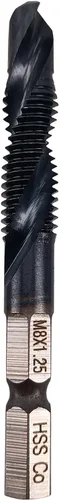 Miniatura 12 de Grifo combinado y broca - Recubierto TIAIN, acero cobalto M35, punta dividida de 118°, rosca M3 x 0.020 in, vástago hexagonal de 1/4 pulgadas