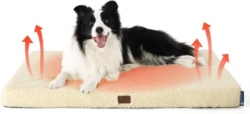 Miniatura 42 de Bedsure Camas para Perros Tamaño Grande - Cómodas Camas Planas para Mascotas con Funda Lavable Extraíble, Alfombrilla de Espuma Ortopédica