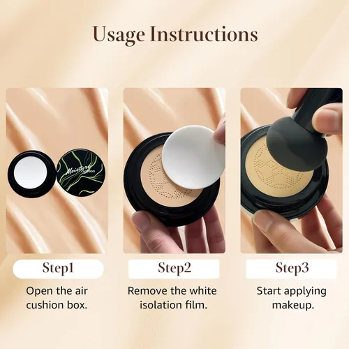 Miniatura 6 de Mushroom Head Air Cushion CC Cream - Base de maquillaje facial BB Cream para piel madura, corrector hidratante que ilumina el tono de piel uniforme