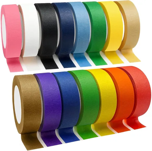 Piokio Cinta Washi de colores Paquete Múltiple de 15 rollos – 492 pies x 0.6 pulgadas de ancho, juego de cinta de color sólido arcoíris para