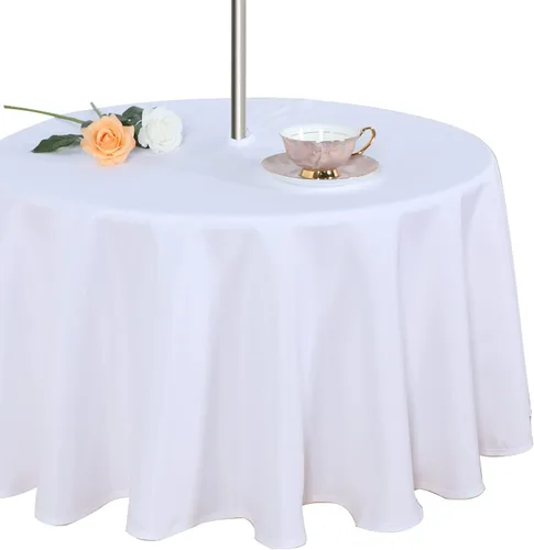 Miniatura 31 de Fitable Cubierta de Mesa Ovalada Oblonga para Exteriores e Interiores - Mantel Lavable Impermeable Sin Arrugas con Cremallera y Orificio para Beige