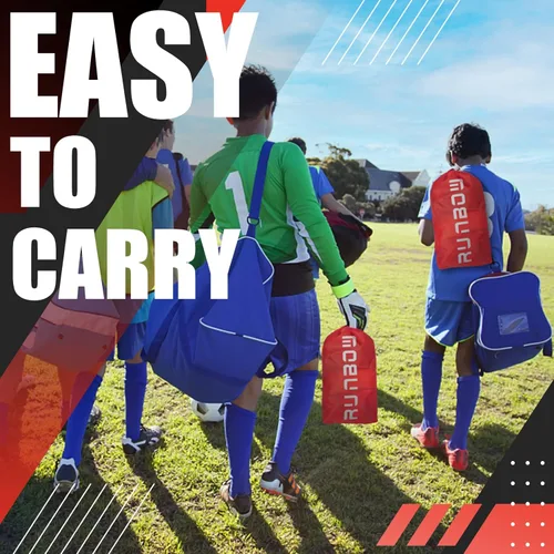 Miniatura 5 de Portería de fútbol infantil de 6 x 4 pies con bolsa de transporte, red de fútbol plegable portátil para entrenamiento de práctica en el patio Rojo