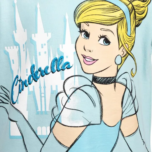 Miniatura 4 de Disney Princess Belle Cenicienta Rapunzel - Vestido de manga corta de rizo francés para niñas y niños grandes